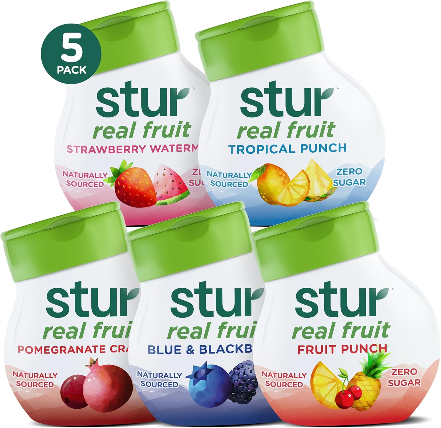 Stur Liquid Water Enhancer | Classic Variety Pack | Naturally Sweetened | High in Vitamin C & Antioxidants | Sugar Free | Zero Calories | Keto | Vegan | 5 Bottles, Makes 120 Drinks