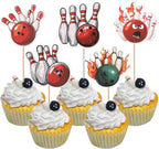 40 PCS Bowling Cupcake Toppers Double Sided Sports Theme Bowling Cupcake Picks Bowling Party Decorations for Bowling Theme Baby Shower Kids Birthday Party Cake Decorations Supplies