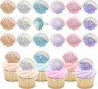 Kenning 48pcs Resin Seashell Cupcake Ring Toppers Under the Sea Cupcake Topper for seashell Theme Birthday Party Cake Decorations Baby Shower Weeding Anniversary Sea Party Supplies