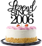 Legend Since 2006 Cake Topper 20th Birthday Happy Birthday Cake Topper Men and Women Cheer 20 Years Old Handmade Black Glitter Cake Decoration (2006)