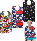 Pafusen 3 Pack Adult Bibs for Women, Reusable Adult Bibs for Eating with Optional Crumb Catcher, Waterproof Washable Dining Clothing Protector, Gifts for Women/Mom