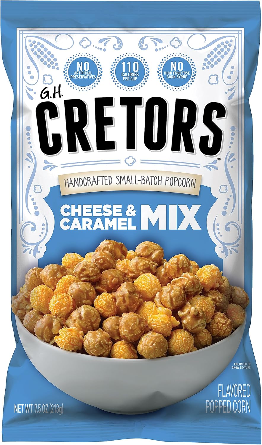G.H. Cretors’ Gourmet Caramel Corn Popcorn – Irresistible Cheese & Rich Caramel Flavor in Convenient Individual Bags, 7.5 Oz (6 Pack)
