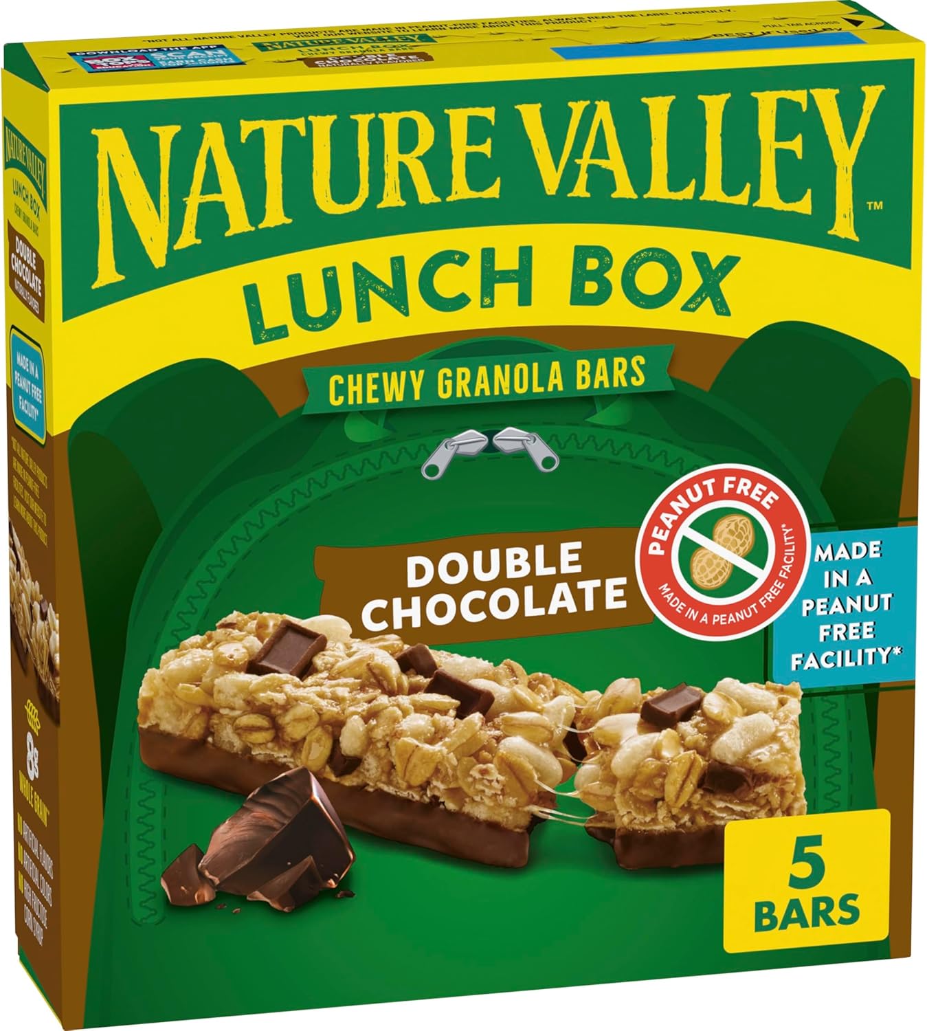 Nature Valley Peanut-Free Chewy Granola Bars, Double Chocolate, Made in a Peanut Free Facility, 5 Bars, 4.6 oz