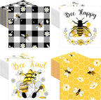 Fulmoon 200 Pieces Spring Bee Cocktail Napkins Disposable Decorative Decoupage Beverage Paper Napkins Bulk Dessert Towel for Dinner Spring Summer Tea Party