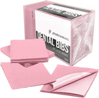 Pink Disposable Dental Bibs 13"x18" - 3 Ply Waterproof Tattoo Bib Sheet for Patients - Dentist or Medical Tray Cover and Nail Table Cover Supplies