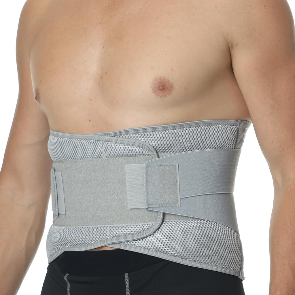 NeoTech Care Adjustable Compression Back Brace Lumbar Support Belt, Grey, Size M