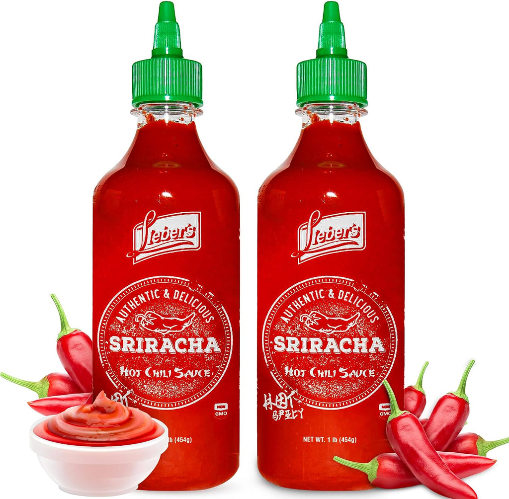 Lieber's Sriracha Hot Chili Sauce, Authentic And Delicious, Non-GMO, No MSG, Gluten-free, Cholesterol-free, and Vegan, NET WT. 1 lb (Pack of 2) (454g)