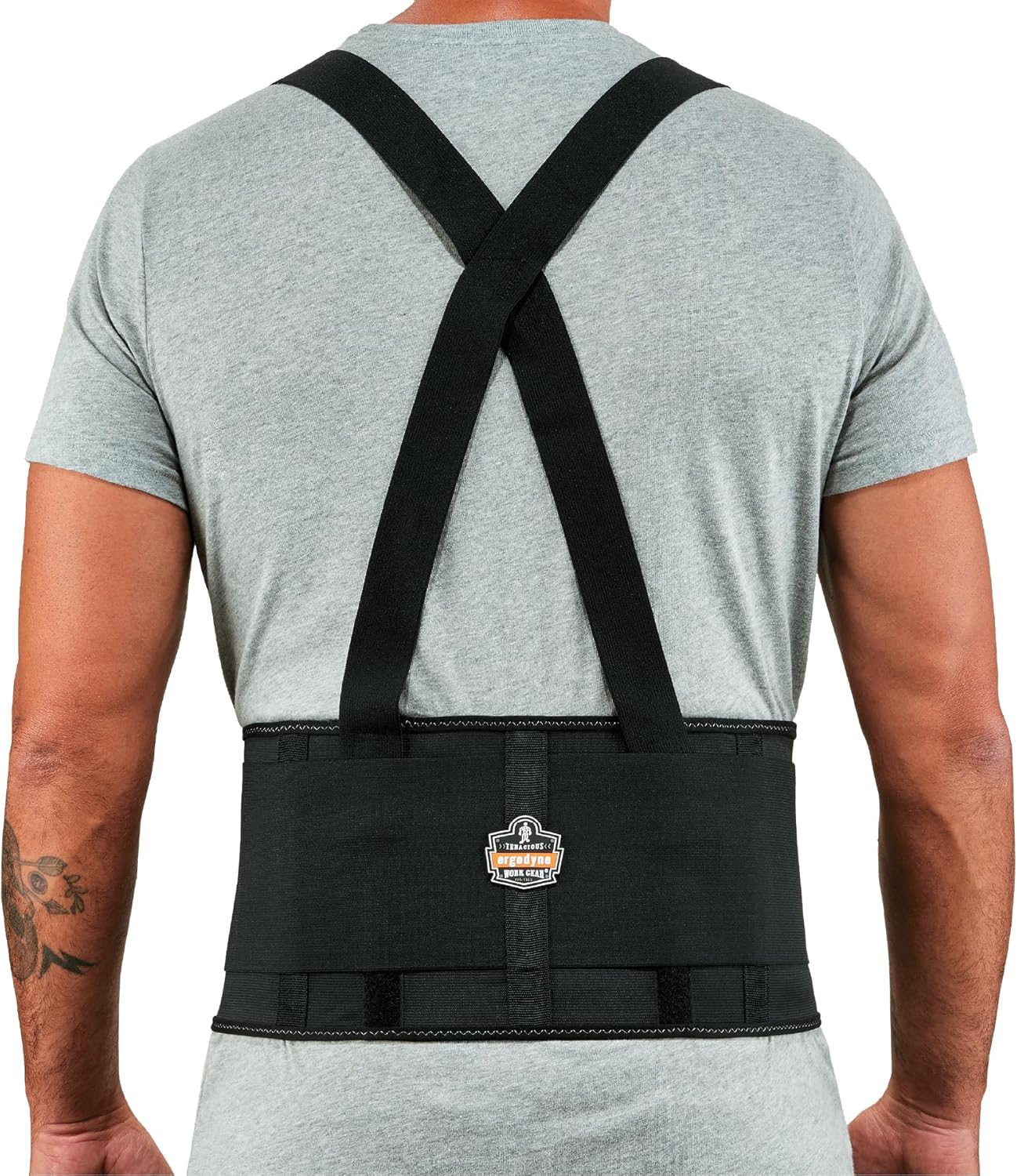 Ergodyne ProFlex 1650 Back Support Belt, 7.5" Elastic, Adjustable, Removeable Straps, Black, 2X-Large