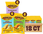 Hippeas Chickpea Puffs, Variety Pack, Groovy White Cheddar, Jalapeño Cheddar, All Dressed, 18 x 0.8 oz, Baked Crunchy Chickpea Snacks, 3g Plant Protein, 2g Fiber & 50% Less Fat, Dairy & Gluten Free