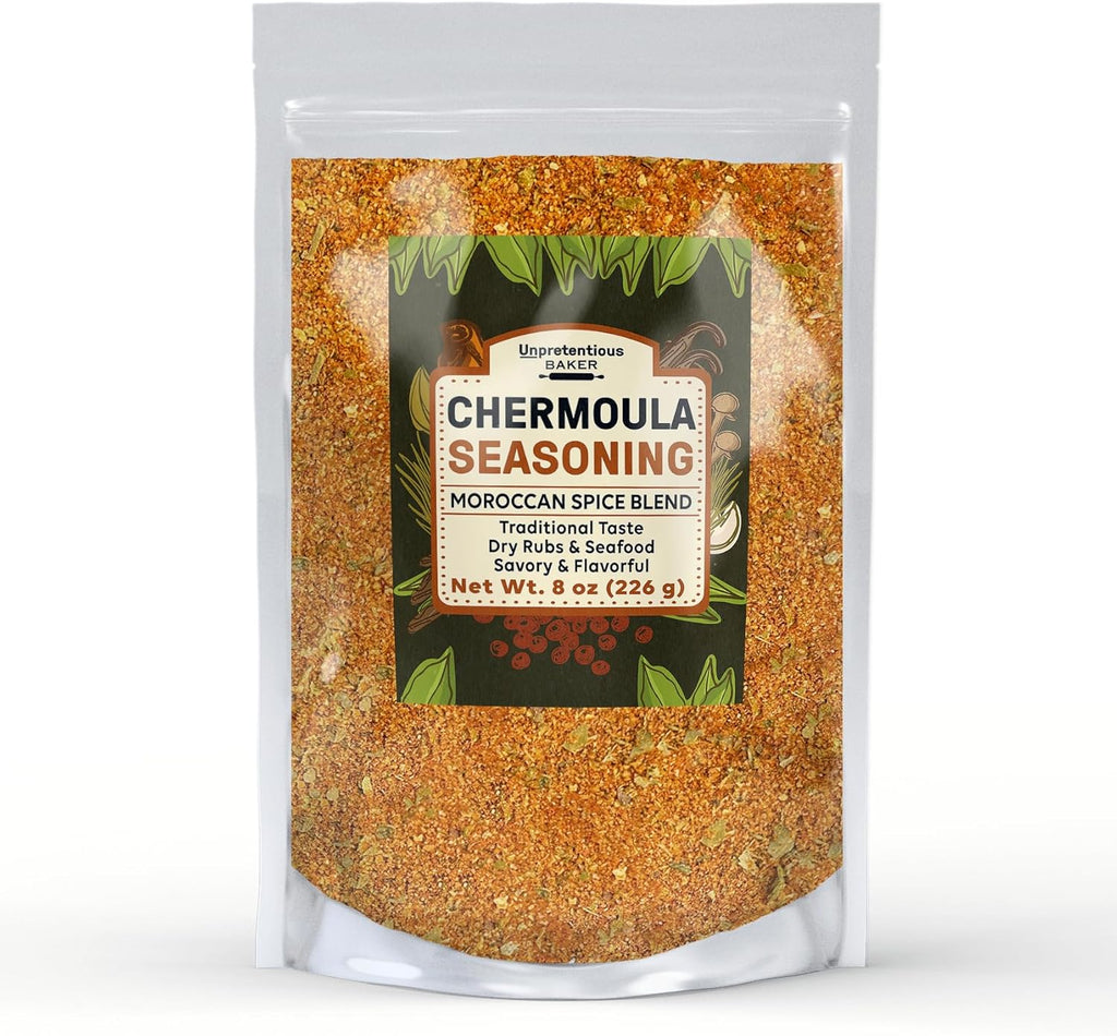 Unpretentious Chermoula Seasoning, 8 oz, Moroccan Spice Blend, Dry Rubs & Seafood, Flavorful Spices