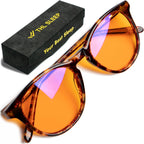 Orange Blue Light Blocking Glasses for Better Sleep - 99.5% Premium Acetate Migraine Glasses for Women & Men