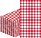 100 Pcs Red Gingham Napkins Disposable - Red and White Checkered Paper Napkins - Plaid Dinner Napkins for Picnic BBQ Birthday Wedding Party Supplies