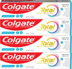 Colgate Total Active Prevention Whitening Gel Toothpaste with Fluoride, Bulk with Clinically Proven Formula That Fights Plaque Bacteria, Mint, 4 Pack, 5.1 oz