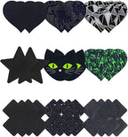 CICKEE Nipple Pasties Black 9 Pairs Rave Pack Nipple Covers Stickers for Rave, Music Festivals, Beach or Daily Wear