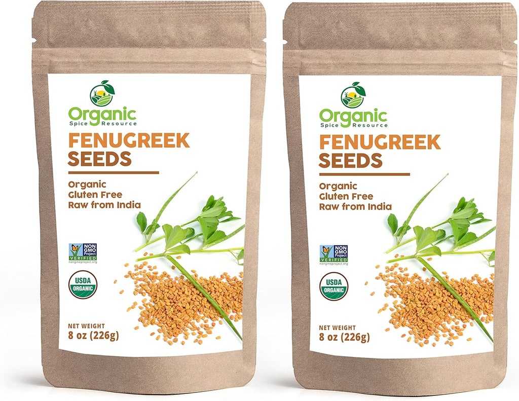 Organic Fenugreek Seeds | 16 Ounce Pack of 2 | USDA Organics and Non-GMO Verified Project Approved | Product of India | 100% Raw and Natural | Resealable Kraft Bag by SHOPOSR