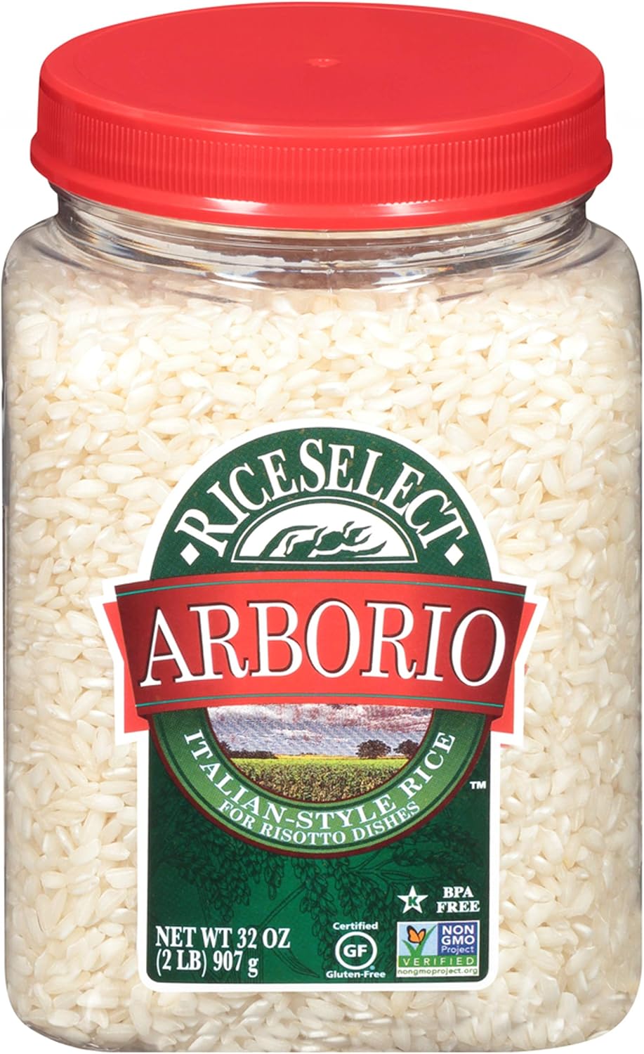 RiceSelect Arborio Rice, Risotto Rice, Gluten-Free, Non-GMO, 32 oz (Pack of 1 jar)