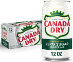 Canada Dry Zero Sugar Ginger Ale Soda, 12 fl oz cans, 12 pack