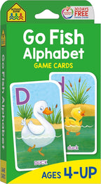 School Zone Go Fish Alphabet Game Cards: Preschool, Kindergarten, 1st Grade, ABC's, Matching, Uppercase and Lowercase Letters, Word-Picture Recognition, Animals, Ages 4+, Packaging May Vary