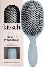 Kitsch Smooth & Polish Brush – Dual Bristle Detangler Brush, Shine & Frizz Control – Vegan Boar & Nylon Hair Brush with Cushioned Pad for Scalp Massage – Hair Care Tool for All Hair Types - Haze Blue