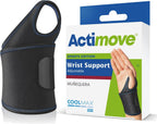 Actimove Sports Edition Wrist Support Adjustable with COOLMAX AIR Technology - For Pain Management of Weak, Injured or Sprained Wrists - Left/Right Wear - Black, Universal Size