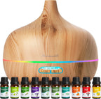 Essential Oil Diffuser Aromatherapy Diffusers: 550ml Ultrasonic Cool Mist Large Aroma Scent Essential Oils Diffuser Waterless Shut Off for Bedroom Home Office Living Room Wood Grain