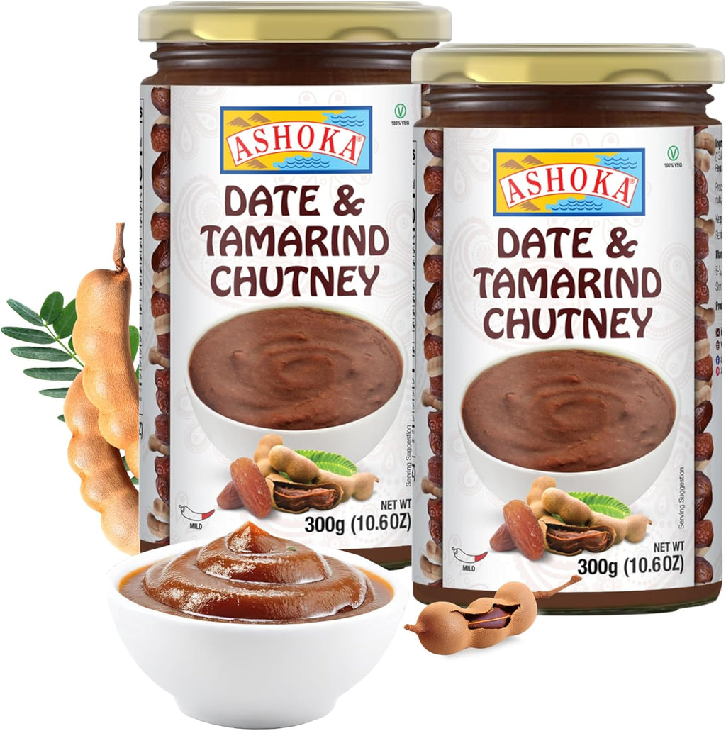 Ashoka Date & Tamarind Chutney | Mild Spiced | Authentic Indian Recipe Since 1932 | Kosher Certified | Vegan | Gluten-Free | Great for BBQs, Wings, and Salads | Pack of 2