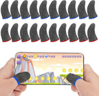 40 Pcs Finger Sleeves for Gaming, Anti Sweat Game Controller Thumb Sleeve Breathable Finger Covers, Sensitive Sleeve Breathable, Thumb Fingers Gloves for Gaming (Blue Edge, red Edge)