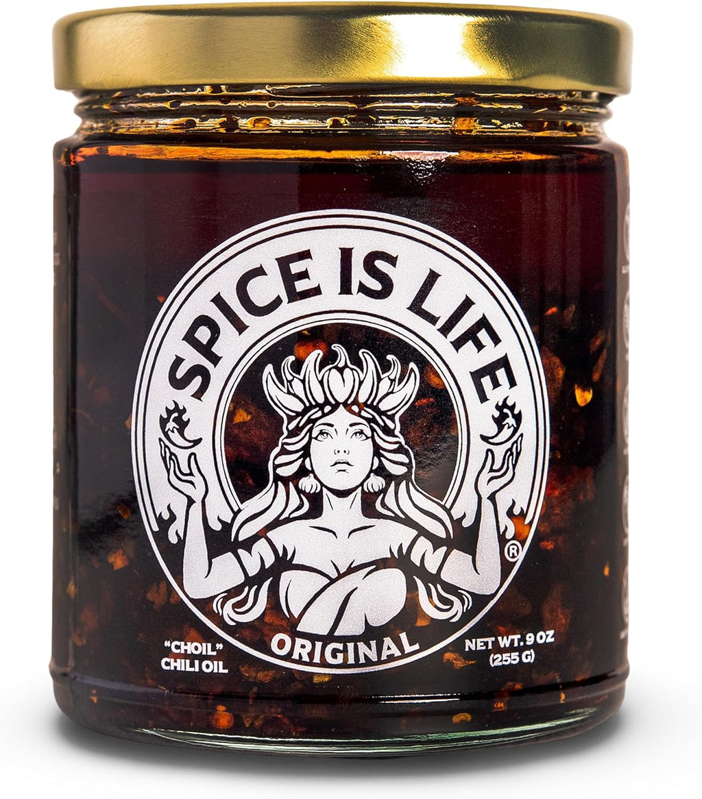 Spice is Life Original Premium Chili Crisp Oil – Garlic & Shallot Chili Oil – Olive & Avocado Oil – Small Batch – 9oz