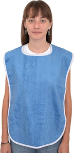 Adult Bibs for Eating - Adult Bibs for Women - Bib for Men & Seniors - Bib for Adults, Clothing Protector, 100% Cotton Terry Cloth, Large 18x30, Absorbent, Machine Washable, Blue, 12 Pack