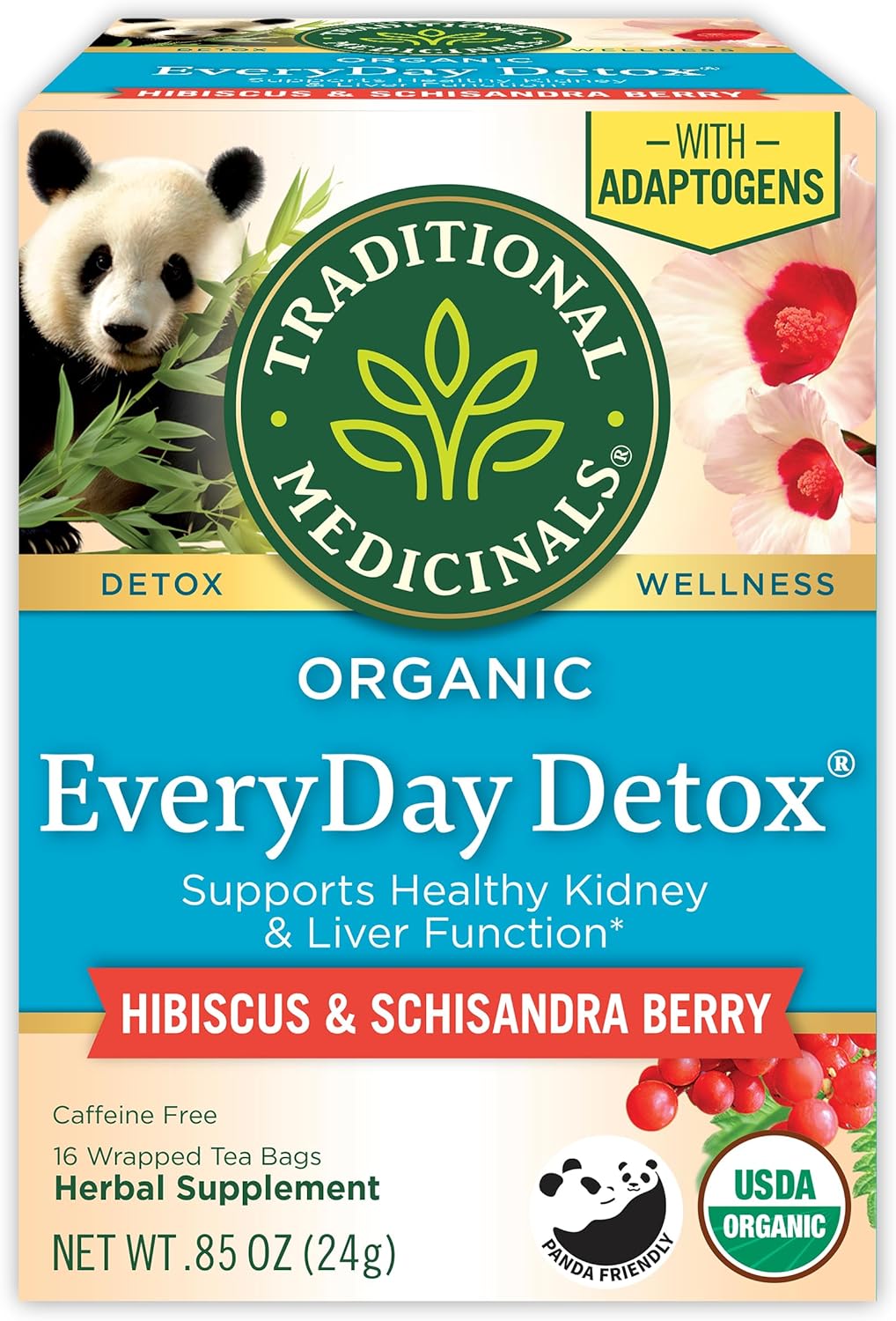Traditional Medicinals Tea, Organic Everyday Detox Schisandra Berry, Supports Healthy Liver Function, Detox, 16 Tea Bags