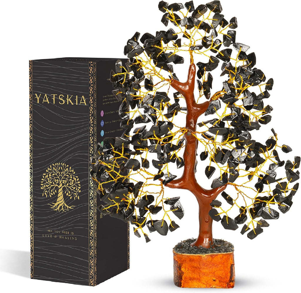 YATSKIA Black Tourmaline Crystal Tree of Life - Money Tree - Birthday Gifts for Women - Chakra Crystals and Stones - Positive Energy Gifts