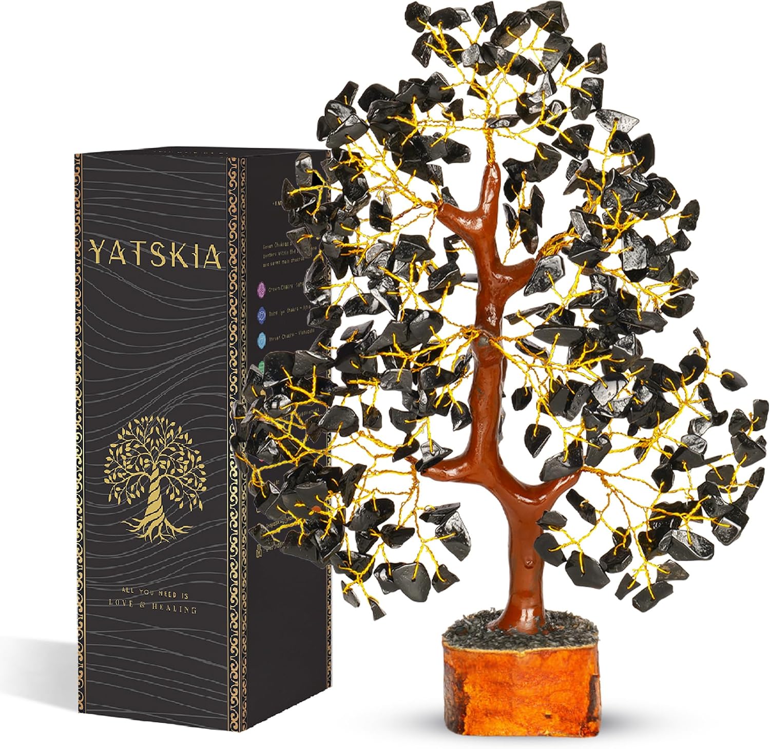 YATSKIA Black Tourmaline Crystal Tree of Life - Money Tree - Birthday Gifts for Women - Chakra Crystals and Stones - Positive Energy Gifts