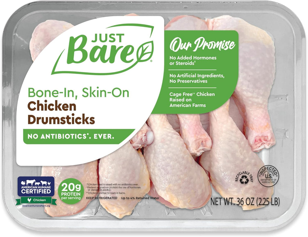 Just Bare® Natural Fresh Chicken Drumsticks | Family Pack | No Antibiotics Ever | Bone-In | 2.25 LB