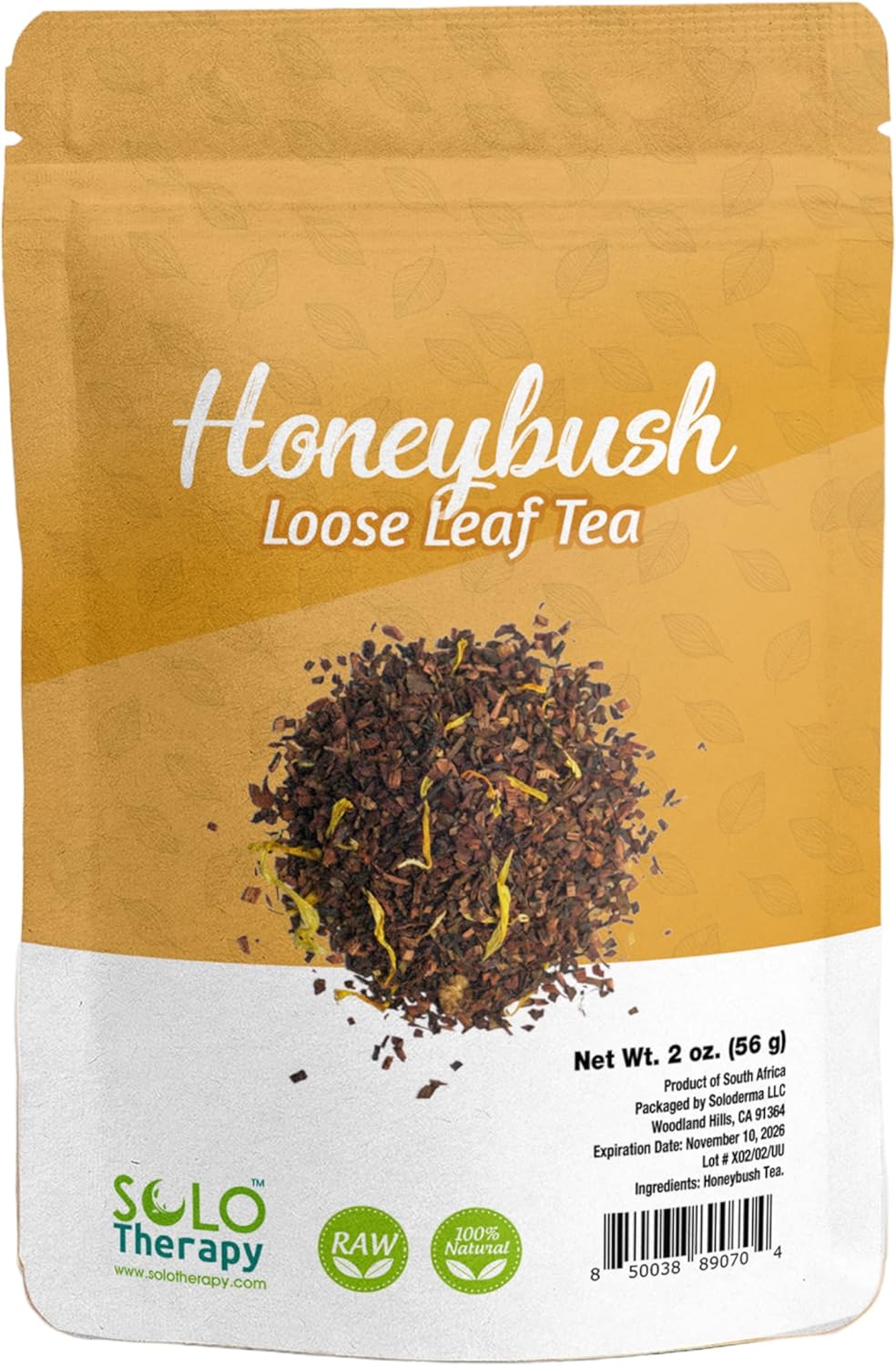 Honeybush Tea 2 ounces, Honeybush Loose Leaf Tea, Resealable Bag, Product of South Africa