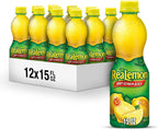 ReaLemon 100% Lemon Juice, 15 fl oz bottle (Pack of 12), Made with Lemon Juice from Concentrate, Gluten-Free, Sodium Free, Perfect Mixer to add to Cocktails and Marinades