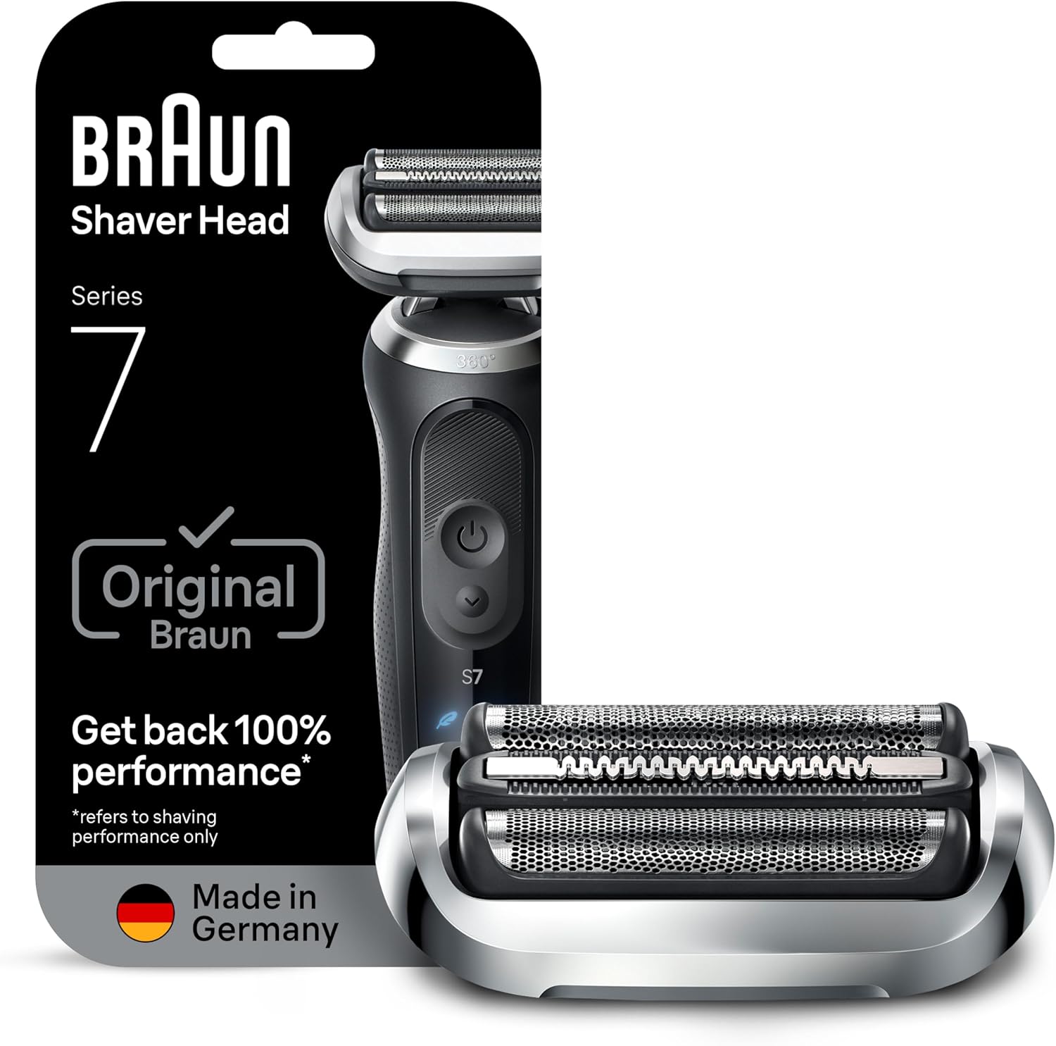 Braun Series 7 Electric Shaver Replacement Head, Easily Attach Your Shaver Head for a Shave as efficient as Day one, Compatible with New Generation Series 7 Shavers, 74S, Silver