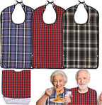 3 Pcs Adult Bibs For Men Women Washable Reusable Waterproof Large Bibs For Adult, Clothing Protector With Crumb
