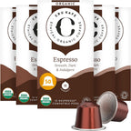 Cru Kafe Strong Espresso USDA Organic Espresso Coffee Capsules (50 Pods) Fairtrade Coffee Pods Compatible with Nespresso Original Line and Pixie Machines