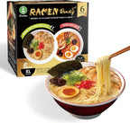 O'scallion Pack of 6 Ramen Noodles - Authentic Japanese Taste - Fresh Pre-Cooked Noodles, Rich Soup Base & Veggie Pack - Enjoy Restaurant-Style Ramen at Home in Seconds (6 Servings, Creamy Garlic Spare Ribs Variety)