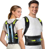 Rakiie Posture Corrector for Women Men, 4 Back Support Brace Bars, Adjustable Shoulder Straightener with Cushioned Pads for Hunchback, Round Shoulders, Back Pain Relief, Blue M