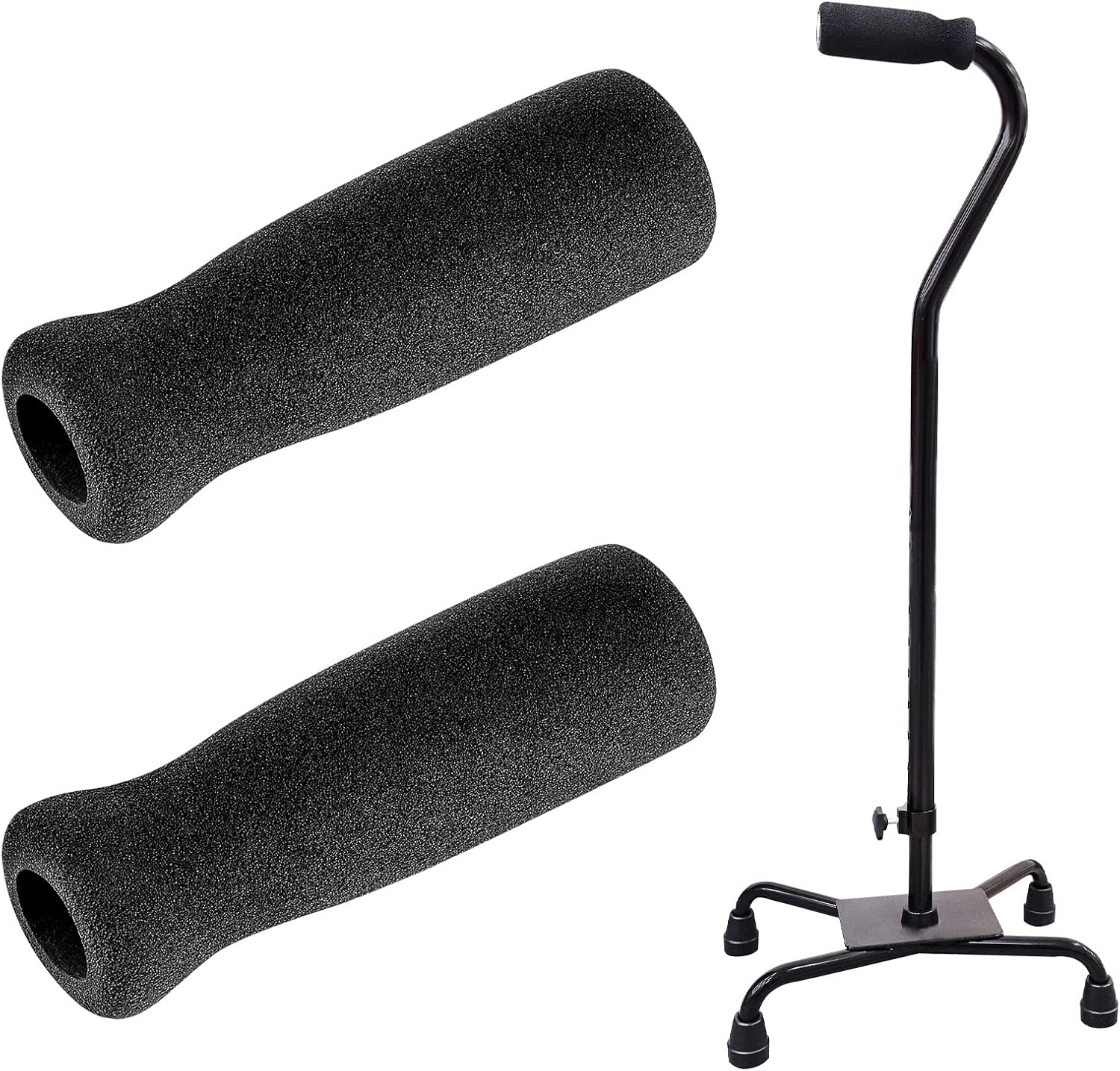 Timtin Foam Cane Handle Grip Replacement Offset Walking Hand Foam Handle for Bicycle Handlebars Walking Cane Accessories 4.53 x 0.98 x 0.98 Inch, Black