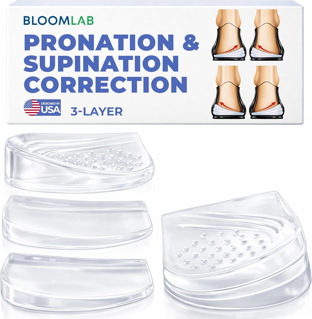 Orthopedic Heel Wedge Inserts – 3-Layer Adjustable Gel Insoles for Supination, Pronation, Flat Feet & Heel Pain Relief – Supportive Shoe Cushions for Men & Women