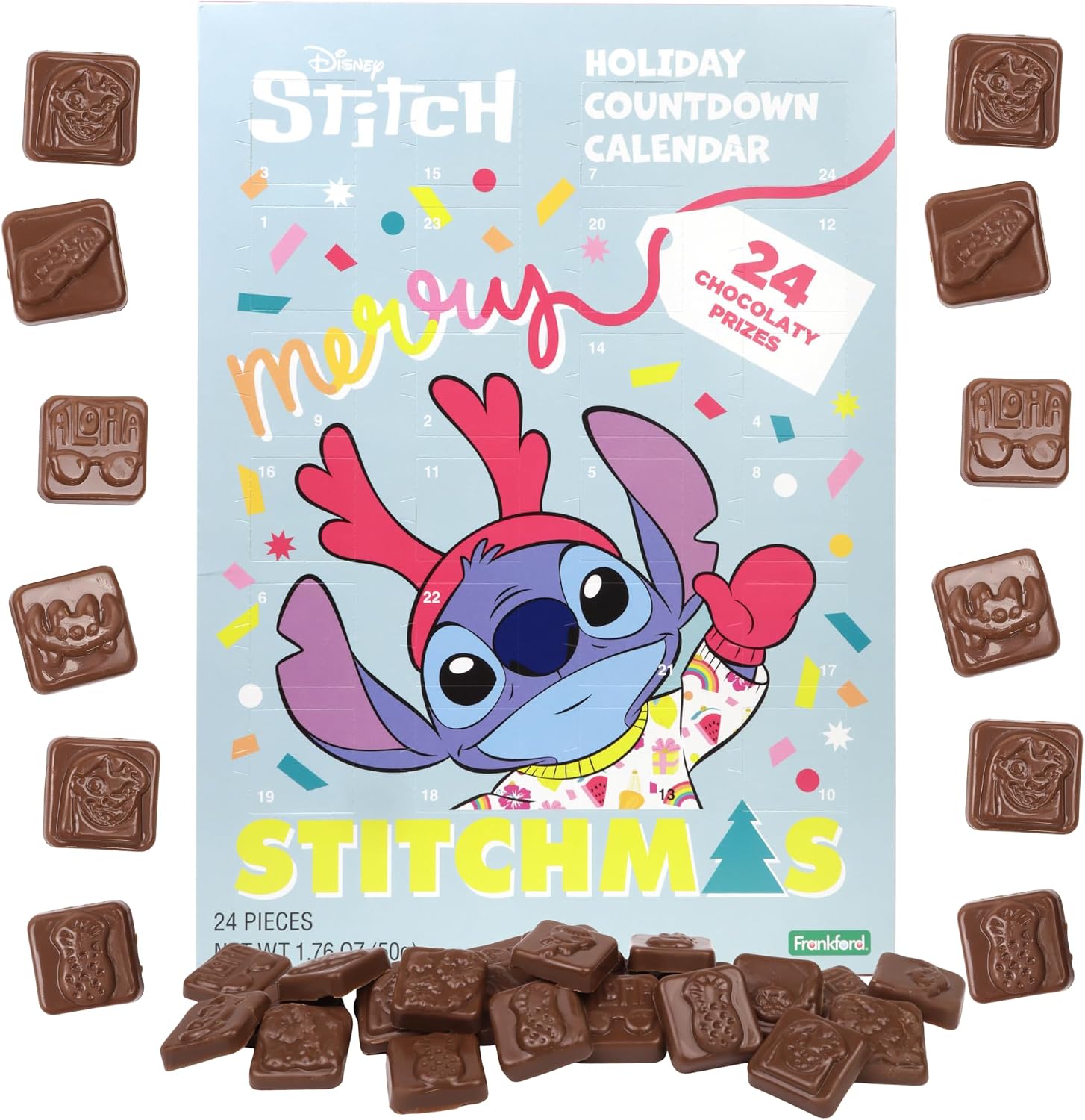 2025 Lilo and Stitch Christmas Advent Calendar, Chocolate Candy Inside, 24 Day Holiday Countdown Activity, 1.76 Ounces