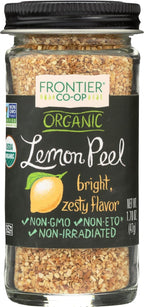 Frontier Co-op Organic Lemon Peel, 1.70-Ounce Jar, Bright Zesty Lemon Peel for Tea, Baking, Marinades & Rubs