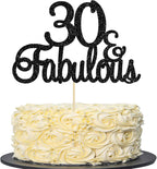 Gyufise 1Pcs Black Glitter 30 & Fabulous Cake Toppers 30 and Fabulous Cake Toppers for Happy 30th Birthday Cheers to 30 Party Decorations 30 Anniversary Birthday Cake Decorations Supplies