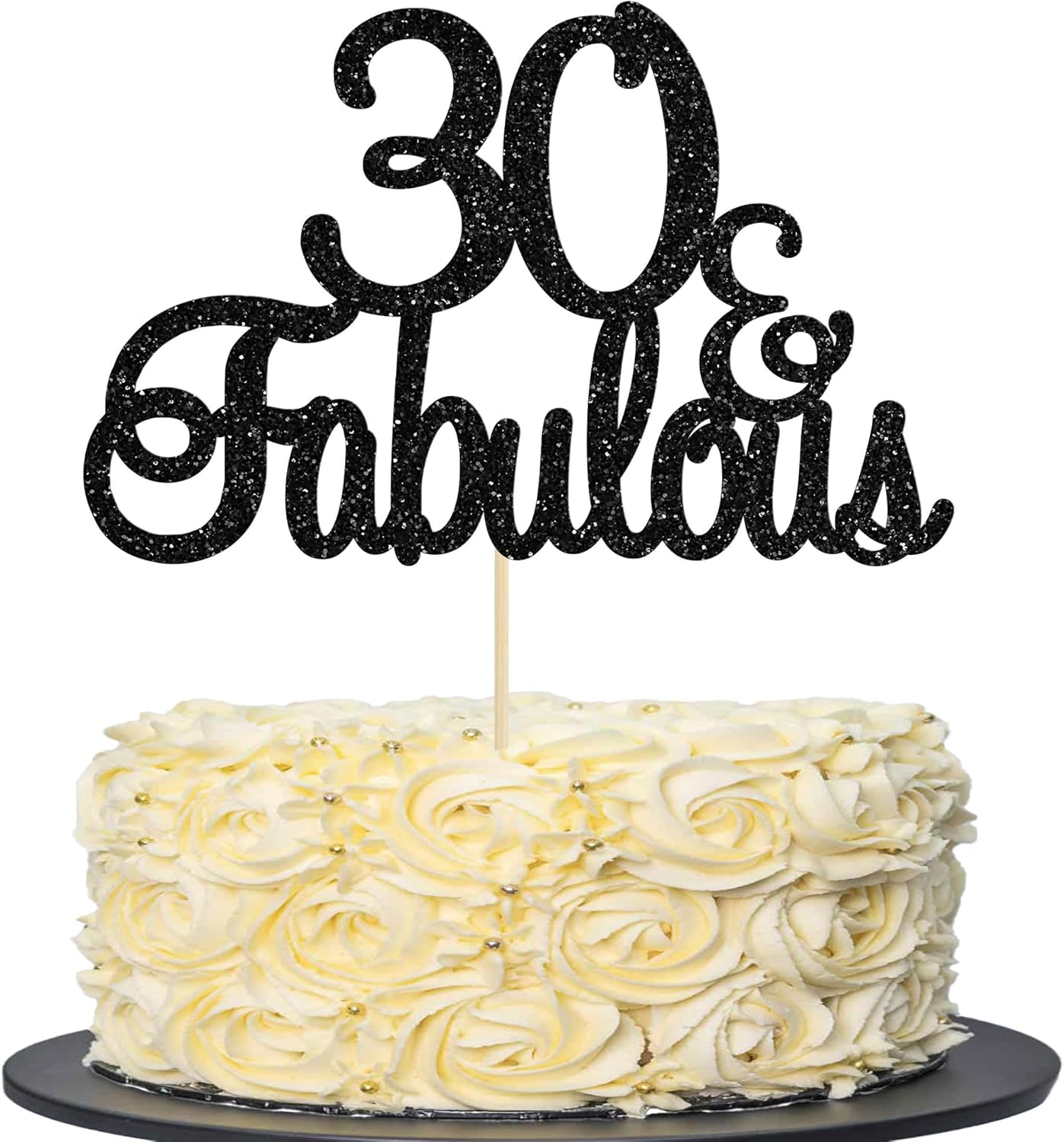 Gyufise 1Pcs Black Glitter 30 & Fabulous Cake Toppers 30 and Fabulous Cake Toppers for Happy 30th Birthday Cheers to 30 Party Decorations 30 Anniversary Birthday Cake Decorations Supplies