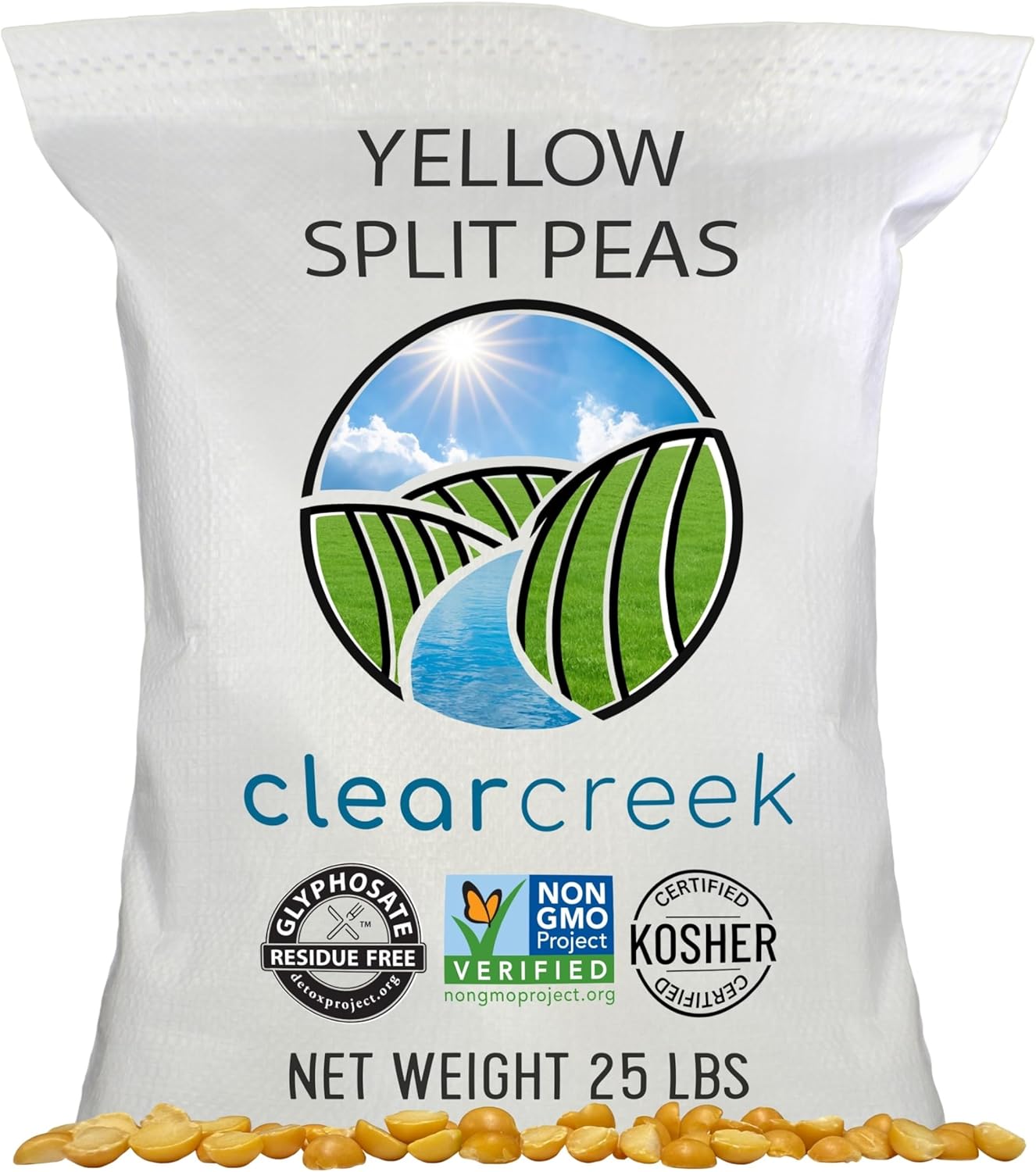 Certified Glyphosate Residue Free Yellow Split Peas | 25 lb Bag | Non-GMO | Kosher | Vegan | Dried | High in Fiber and Protein | Non-Irradiated