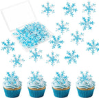 50 PCS Edible Snowflake Cupcake Toppers Wafer Paper Snowflake Cake Decorations Edible Snowflake Cupcake Picks Topper for Christmas Winter Frozen Theme Baby Shower Birthday Party Decor Supplies
