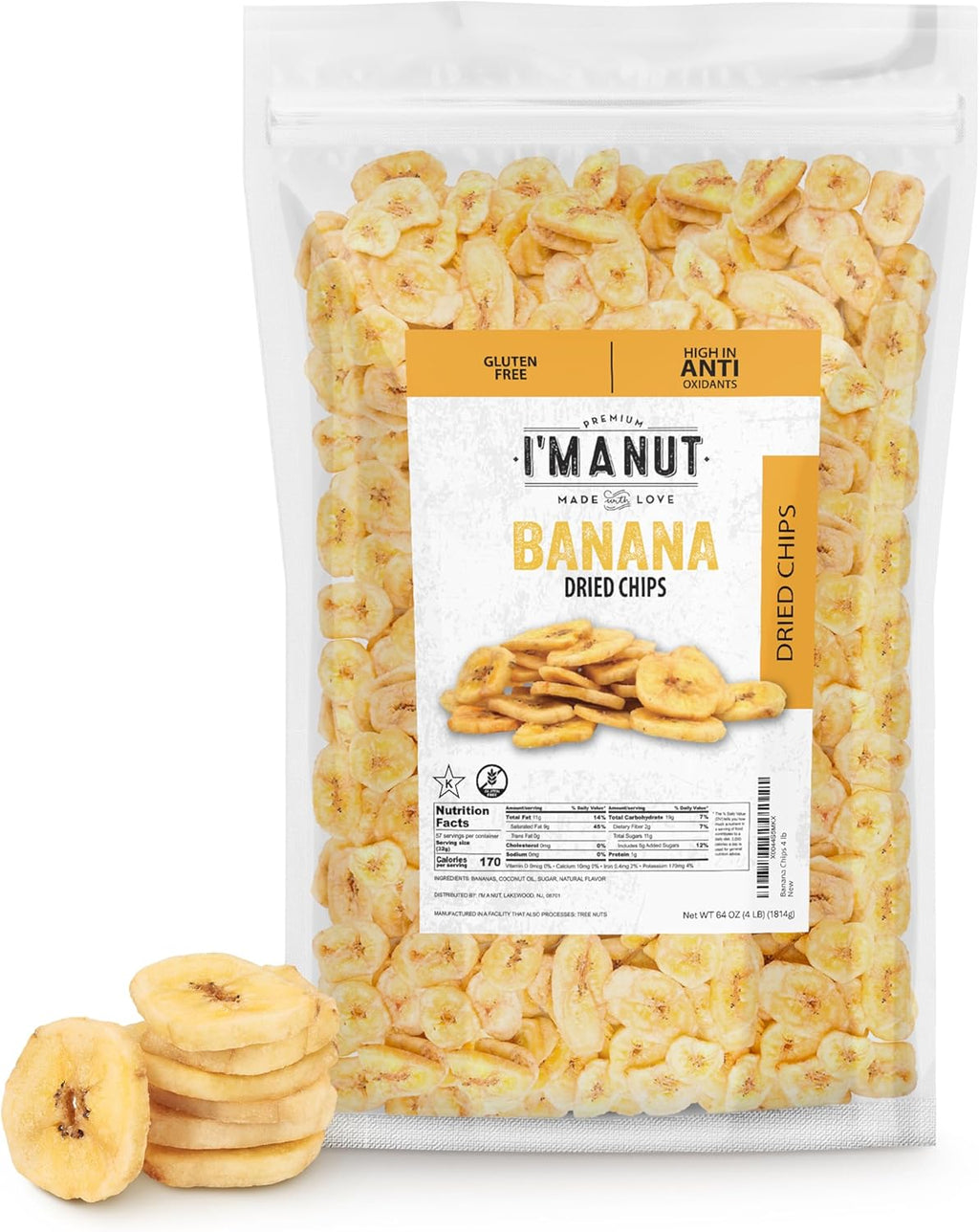 Premium Dried Banana Chips 32oz | Non-GMO, Batch Tested Gluten & Peanut Free | Ethically Sourced for Guilt-Free Snacking | Fresh, Crispy & Sweetened for Delicious Flavor