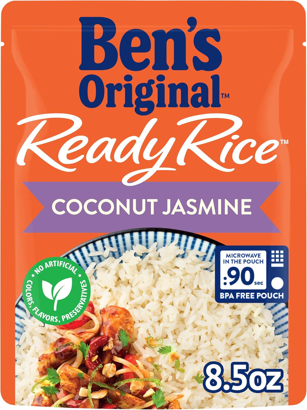 BEN'S ORIGINAL Ready Rice Coconut Jasmine Flavored Rice, Easy Dinner Side, 8.5 oz Pouch
